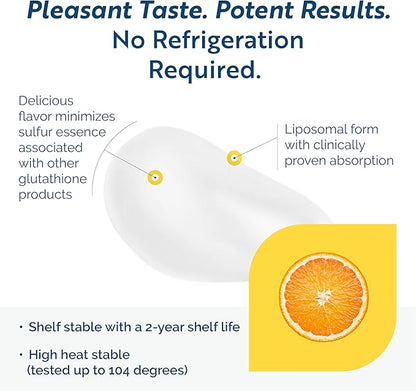Researched Nutritionals Liposomal Glutathione (450mg) Liquid Gel + Vitamin C - Tri-Fortify - Aid Natural Energy, Immune Support & Detox - Clinically Researched for Absorption - Orange (5 Fl Oz)