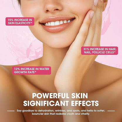 Collagen Peptides Drink, Collagen Peptides Liquid Drink with Coenzyme Q10, Hyaluronic Acid, Biotin & Vitamin C, Vitamin E, Collagen for Women Support Revitalize Skin Elasticity - Apple Flavor