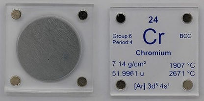 Chromium (Cr) 24.26mm Metal Disc with Acrylic Case for Collection or Experiments