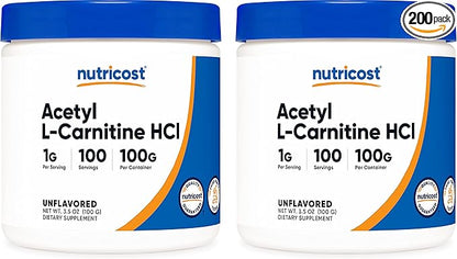 Nutricost Acetyl L-Carnitine (ALCAR) 100 GMS (2 Pack) - 100 Servings Each - 1000mg Per Serving - Pure Acetyl L-Carnitine Powder - Non GMO, Gluten Free
