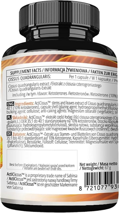 APOLLO'S HEGEMONY Cissus Quadrangularis 500 mg Contains 10% of Ketosterones - 90 Vegan Capsules - 3 Months Supply - for Supporting a Healthy Body Weight - Dietary Supplement