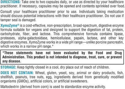 XYMOGEN XymoZyme - Vegan, Multi-Enzyme Digestive Supplement - Plant-Based Digestive Enzymes for Women & Men - Support Gut Health + Nutrient Absorption - Breakdown Lactose, Beans & More (60 Capsules)