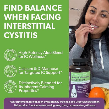 Intimate Rose Aloe Vera Capsules - IC Supplements - 200x Concentrate Pure Aloe Vera + D-Mannose + Calcium - Easy to Swallow Aloe Vera Pills