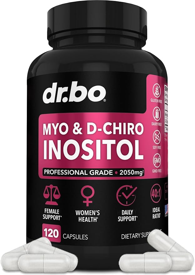 Myo-Inositol & D-Chiro Inositol Supplement Capsules - 40:1 Ratio Inositol Supplement for Women 2050mg with Vitamin B8 Pills - Natural Supplements for Female Women Support & Womens Health 120 Capsules