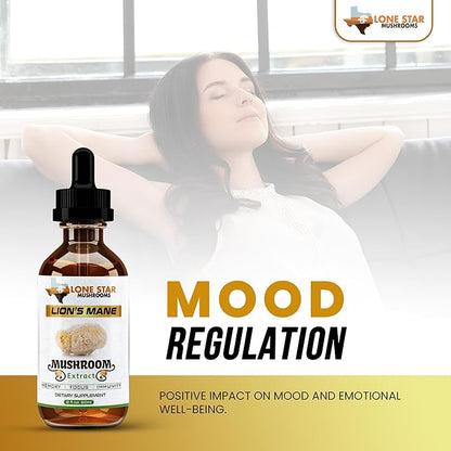Lions Mane Dual Liquid Extract/Tincture | Organic Fruiting Bodies only | Grown in USA | Highly Concentrated | Memory, Focus, Immunity | No Grain/Filler