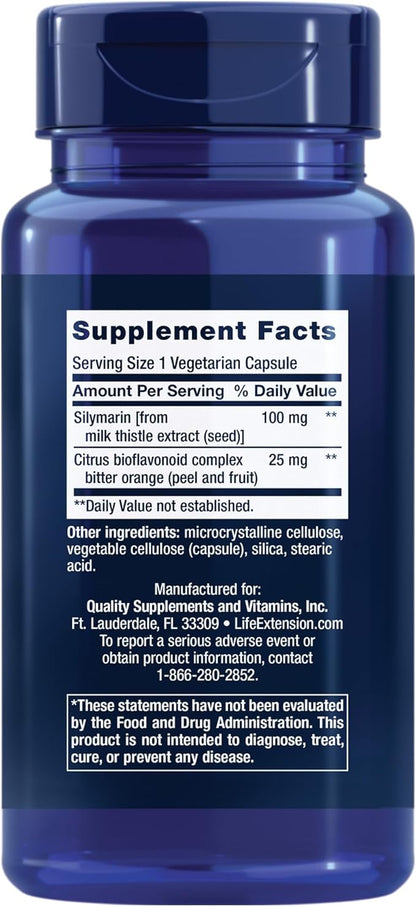 Life Extension Silymarin – Milk Thistle Extract – Supports Liver Health – Gluten-Free, Non-GMO, Vegetarian – Two Pack - 2 x 90 Capsules