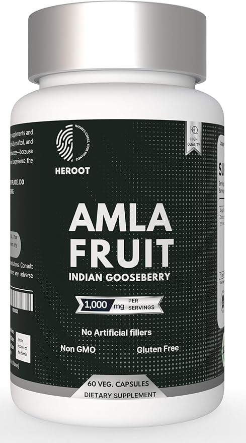 Organic Amla Capsules – Natural Vitamin C Supplement for Immunity, Skin, and Hair Health – 60 Capsules