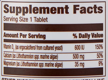 Amazon Elements - Calcium, plus Vitamin D2, 65 Tablets (2 month supply) (Packaging may vary), Calcium Supplements