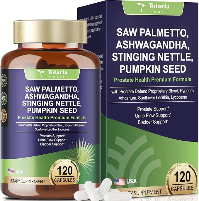Organic Saw Palmetto - Prostate Health Supplements for Men with Ashwagandha Root, Stinging Nettle, Pumpkin Seed, Prostate Defend Propnietary Blend, DHT Blocker, 120 Count