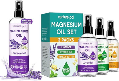Venture Pal Magnesium Oil Spray Set,100% Pure Magnesium Oil Spray Big 8 oz