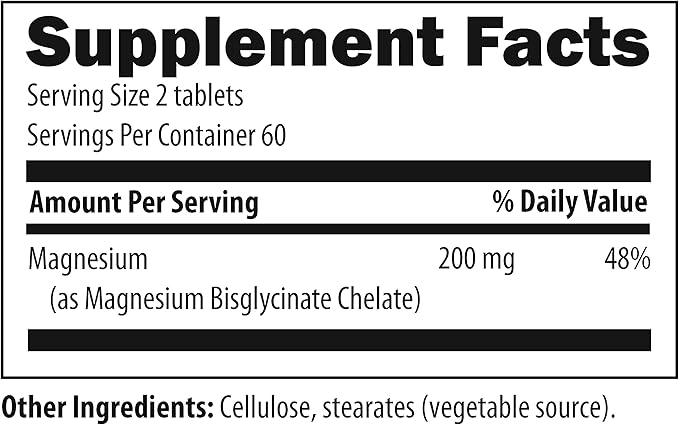 Designs for Health Magnesium Chelate Tablets - 200mg Magnesium Bisglycinate Chelate - Non-GMO Supplement Designed to be Easier on The Stomach (120 Tablets)