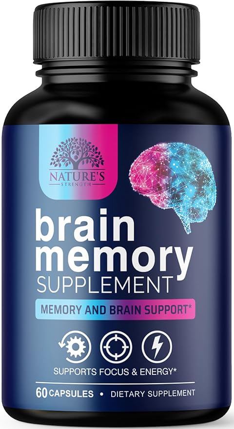 Brain Supplements for Memory and Focus - Advanced Cognitive Formula to Support Concentration, Energy, Clarity - Brain Health Memory Vitamins with Bacopa, Phosphatidylserine, DMAE & More - 60 Capsules