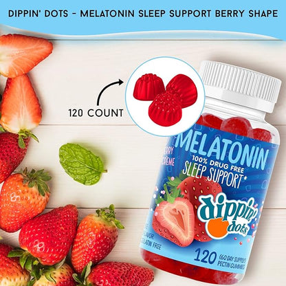 Melatonin Sleep Support Gummies (60 Count) Strawberry Sunset Creme Flavor Chews | 2.5mg Per Gummy Sleep Supplement for Children and Adults | Supplement for Faster Faster & Longer Sleep