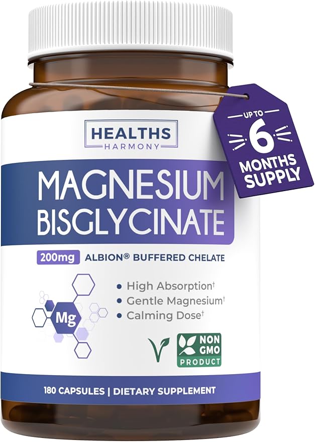 High Absorption Magnesium Bisglycinate Capsules - Clinically Validated Buffered and Chelated Magnesium Supplement - 1 Daily Vegan Capsule with Lab Verified Gentle Magnesium 200mg (6 Month Supply)