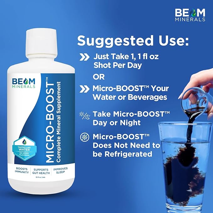 Beam Minerals Micro-Boost Humic Mineral Blend | Plant-Based Multi Minerals Supplement & Electrolytes Liquid | Micronutrients Supplements | Deficiency Support | Pure Natural Antioxidant | Keto Friendly