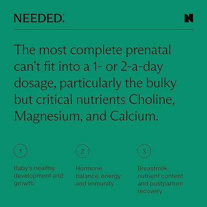 Needed. Multivitamin for Prenatal | Prenatal Multi Essentials Capsule- Pregnancy, Breastfeeding, Postpartum | Expertly-Formulated & Third-Party Tested, Citrus Scent Insert | 30-Day Supply
