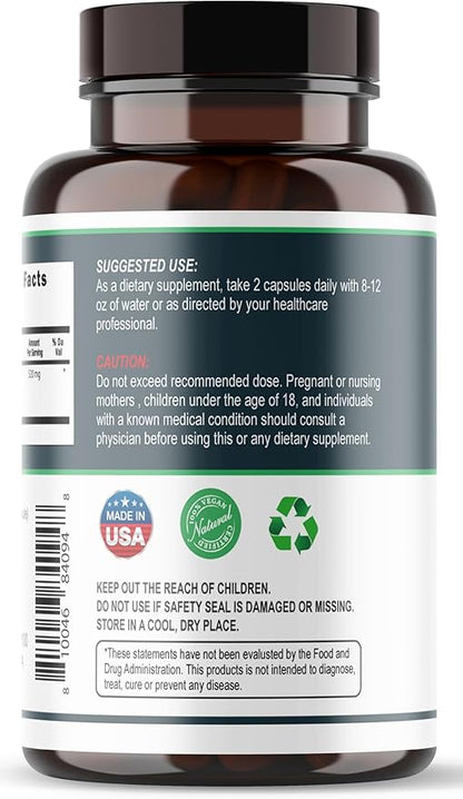Viva Doria Activated Charcoal 520 mg, 120 Vegetable Capsules Highly Absorbent Helps Alleviate Gas & Bloating Supports Natural detoxification