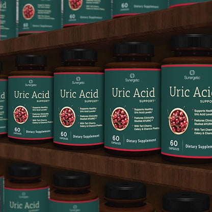 Sunergetic Premium Uric Acid Support Supplement – Uric Acid Cleanse & Kidney Support – Includes Tart Cherry, Chanca Piedra, Celery Extract & Turmeric - 60 Capsules