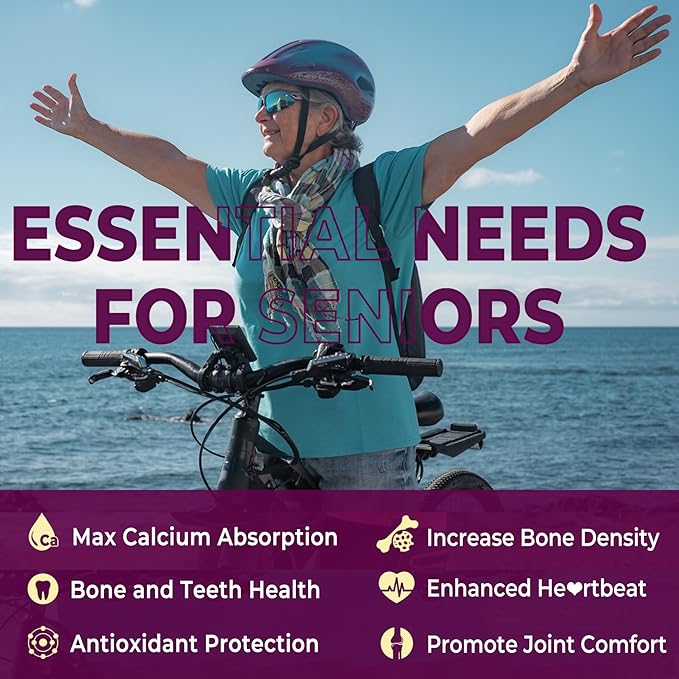 Calcium Supplements Gummies for Women & Men 50+, Calcium Citrate 1000mg with Vitamin D3, Magnesium, Zinc, Elderberry, High Absorption Calcium Chews for Bone Density, Relax Muscle, Immune, Vegan 60cts