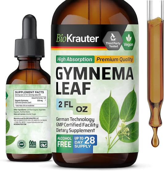BIO KRAUTER Gymnema Sylvestre Extract Drops - Alcohol and Sugar Free - Vegan Gymnema Leaf Extract 2 Fl.Oz.