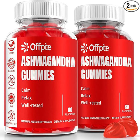 Ashwagandha Gummies Sugar Free for Women Men, High Potency Ashwagandha Root Extract Supplements with L-Theanine GABA Chamomile Turmeric Vitamin D3 B12 for Stress Sleep Adults Vegan (Natural Berry C)