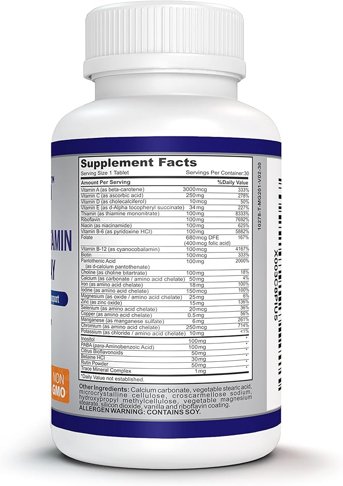 Mega Multivitamin One-per-Day, Supports Immune System, foundational Health, Full Spectrum of Vitamins and Minerals, and Much More ...30-Day Supply (30 Non-GMO Tablets)