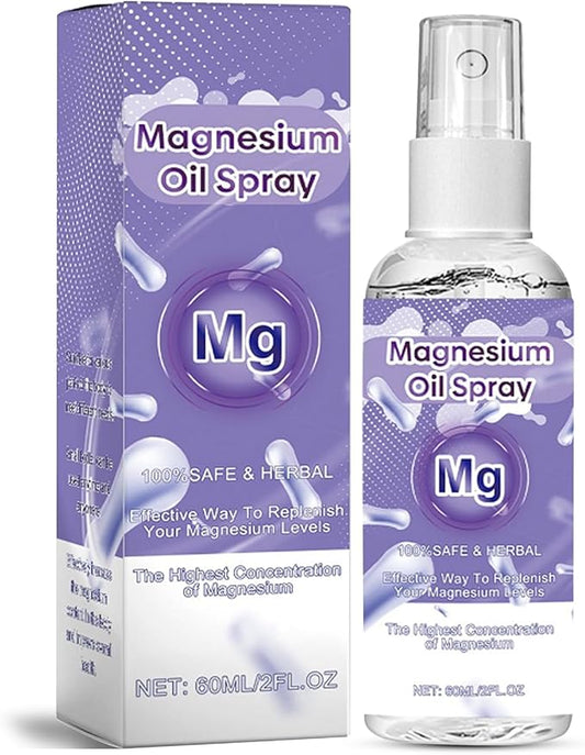 Magnesium Spray, Magnesium Oil Spray, No Unhealthy Trace Minerals - 100% Pure Organic Natural Topical Magnesium Spray, Magical Magnesium Skin Spray for Feet, Body, Sleep & Relaxation (60ml)