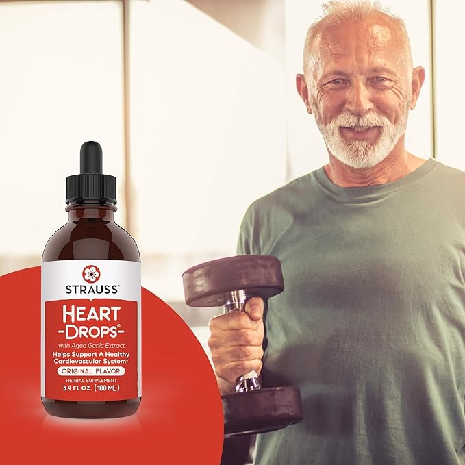 Strauss Naturals Heartdrops, Herbal Heart Supplements with European Mistletoe and Extracts of Aged Garlic, 3.4 fl oz, Cinnamon Flavor