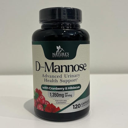 DMannose Pills with Cranberry 1350mg Advanced Formula - Effective Natural Bladder, Urinary Tract Health Support, Flush Impurities - D Mannose Supplements for Women & Men, Non-GMO, Vegan - 120 Capsules