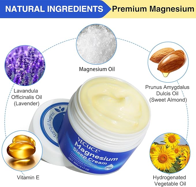Magnesium Cream, Topical Magnesium Oil Cream with Pure Zechstein Magnesium, Magnesium Oil for Feet, Legs, Arms and Chest, Topical Magnesium Chloride, Easy to Use, Easy to Absortion