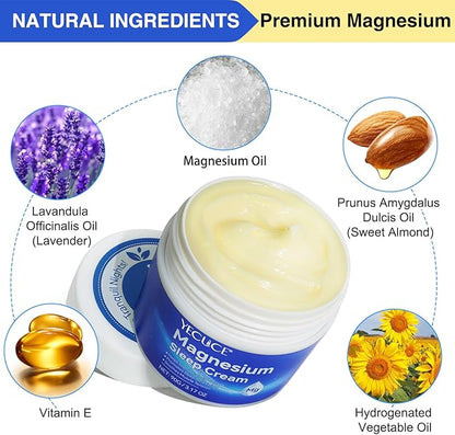 Magnesium Cream for Feet, Magnesium Oil for Feet, Magnesium Lotion, Magnesium Cream 3.17 OZ, Topical Magnesium, Soothes Muscle Tension, High Concentration Genuine Zechstein Topical Magnesium Chloride