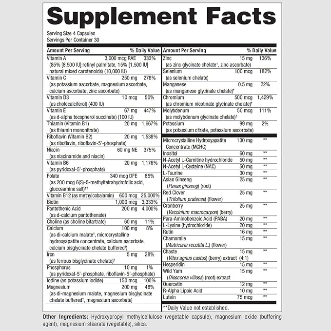PureFormulas PureMulti for Women - Comprehensive Multivitamin for Women with Essential Nutrients and Herbal Support Womens Daily Multivitamins for Nutritional Support Non-GMO - 120 Capsules