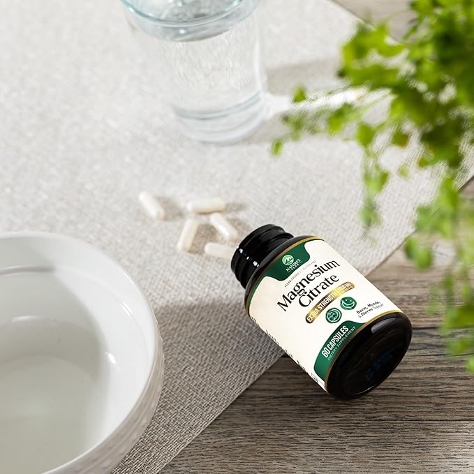 Magnesium Citrate Extra Strength 1000 mg - High Absorption Magnesium Supplement for Muscle, Bone, Nerve & Heart Health Support, Magnesio Vitamin Pills, Non-GMO, Nature's Premium Formula - 60 Capsules