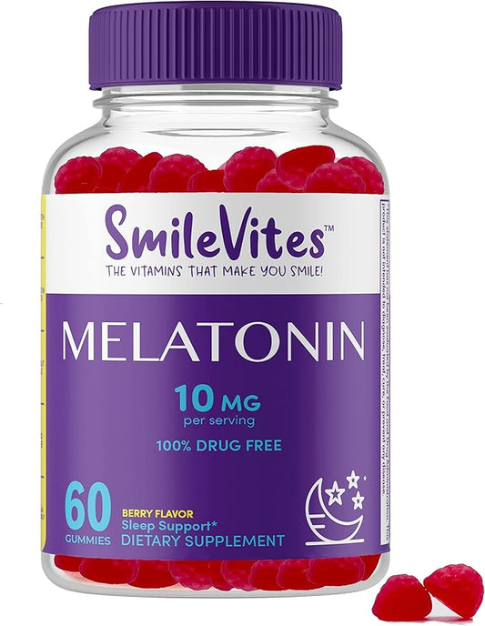 Heartland Pharma Melatonin Gummies 10mg | 100% Drug-Free Sleep Aid | Supports Restful Sleep & Relaxation | Non-Habit Forming | Berry Flavor | 60 Count