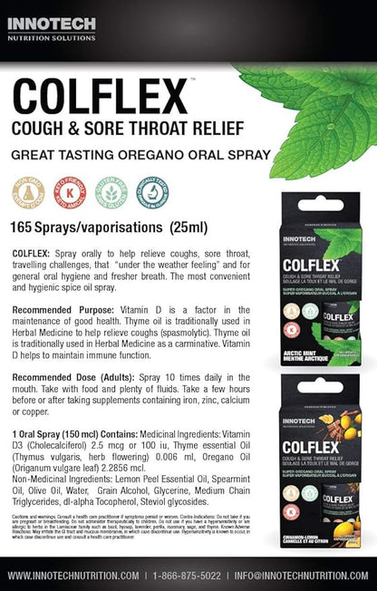Click Image to Open expanded View INNOTECH Nutrition: Colflex Oregano Throat Spray, Arctic Mint - 25 ml