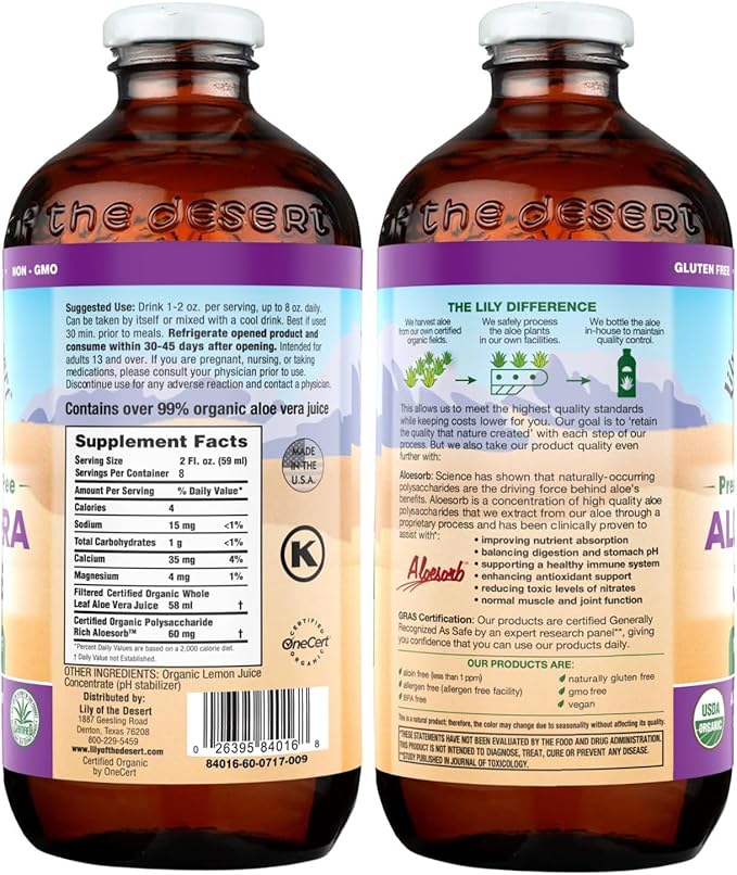Lily Of The Desert Aloe Vera Juice, Preservative Free, Inner Fillet, 16 Fl oz