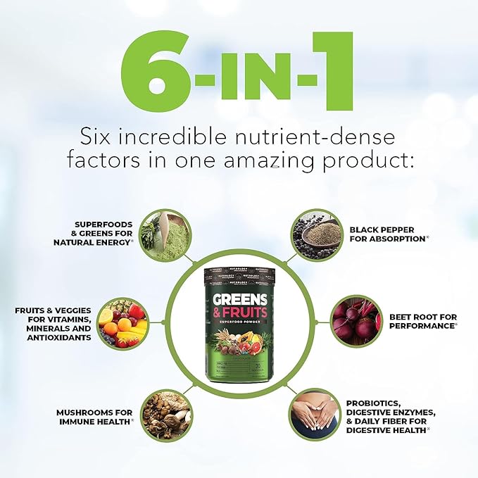 Nutrology Greens & Fruits Powder-Naturally Sourced Superfood, Chocolate (30 Servings) Zen Natural Magnesium Supplement (30 Servings)