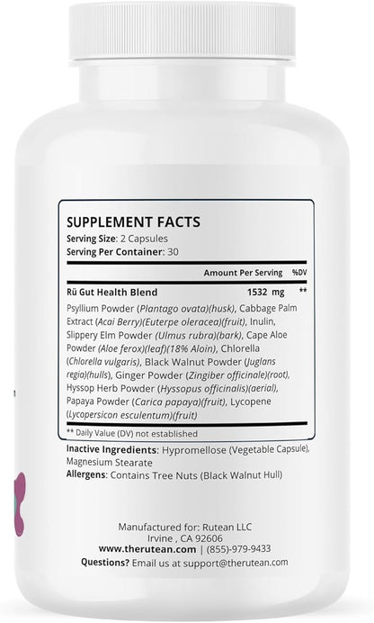 Gut Keeper - Psyllium Husk, Slippery Elm Bark, Ginger Root, Inulin - Digestive and Immune Support - 60 Capsules