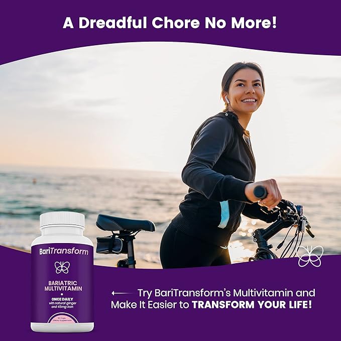 Bariatric Multivitamin with Iron Capsule – 90 Ct – Bariatric Vitamins Multivitamin with Organic Ginger Root for Digestion Support – Once-A-Day Vitamins