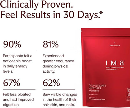 Daily Ultimate Essentials All-in-1 Multivitamin Supplement, 92 Nutrient Rich Ingredients CoQ10, Probiotics, Vitamins, Greens, GF, Acai Mixed Berry (30 Servings, Refill Pouch - Scoop NOT Included)