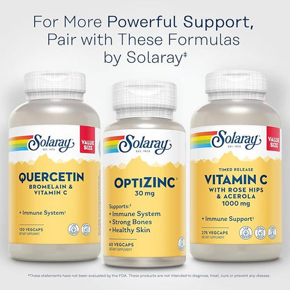 Solaray OptiZinc 30mg Immune Support Supplement, Chelated Zinc Capsules, Endocrine Systems and Cellular Health Support, with Methionine, Vitamin B6 and NO Copper, 60-Day Guarantee, 60 Serv, 60 VegCaps