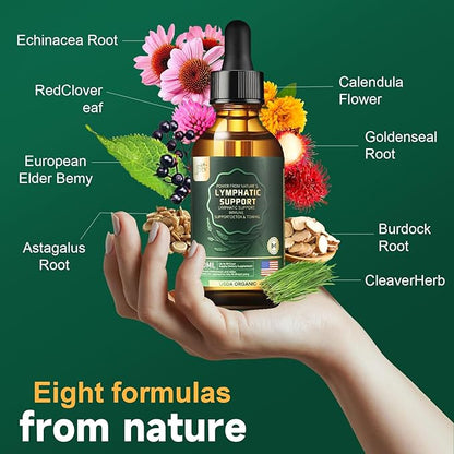 Lymphatic Drainage Drops, Herbal Supplements-Echinacea,Elderberry,Astragalus-Immune Support,Anti Inflammatory,Lymphatic Detoxd&Cleanse