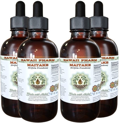 Maitake Alcohol-Free Liquid Extract, Organic Maitake (Grifola Frondosa) Dried Mushroom Glycerite Natural Herbal Supplement, Hawaii Pharm, USA 4x4 oz