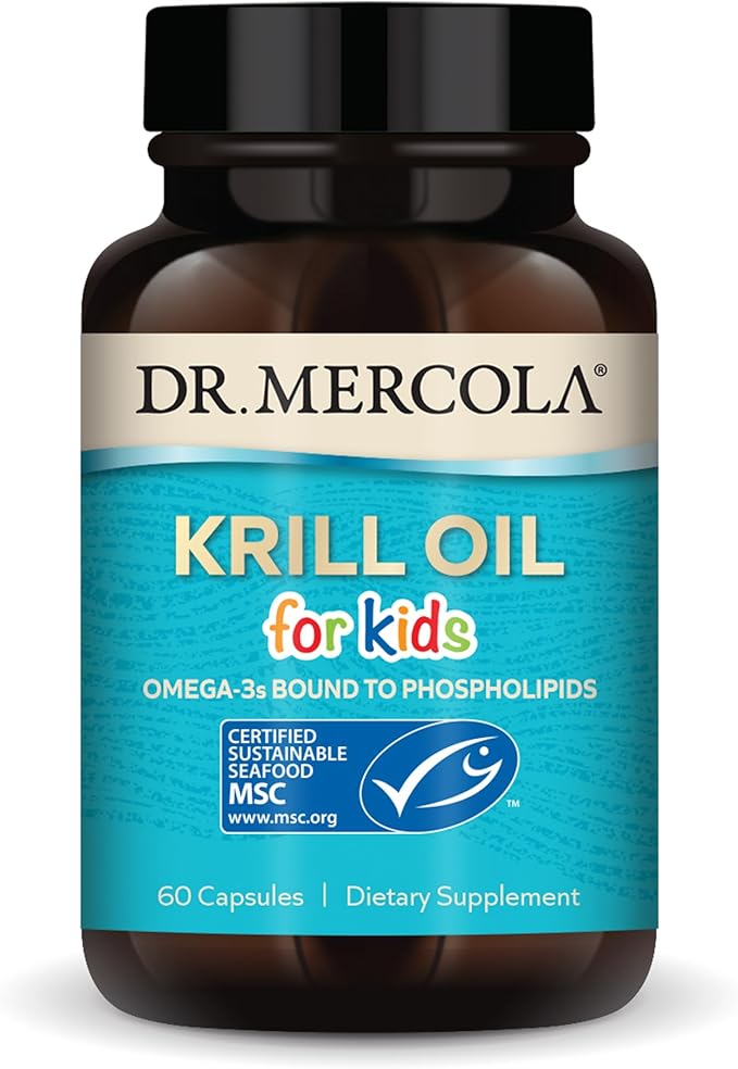 Dr. Mercola Krill Oil for Kids, 30 Servings (60 Capsules), Dietary Supplement, Omega-3s Bound to Phospholipids, Non-GMO, MSC Certified