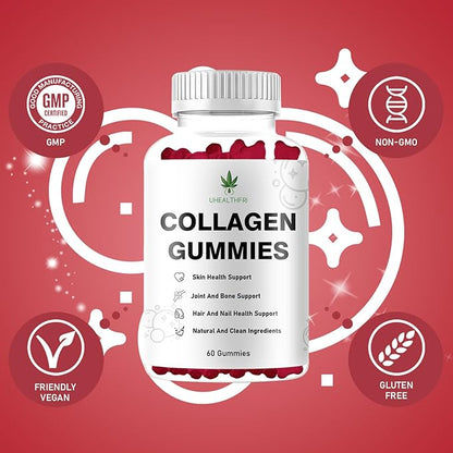 Collagen Peptides Gummies - Collagen Gummies with Peptides Type I II III V X Peptides for Hair Skin & Nails - Hydrolyzed Collagen for Women and Men (1)