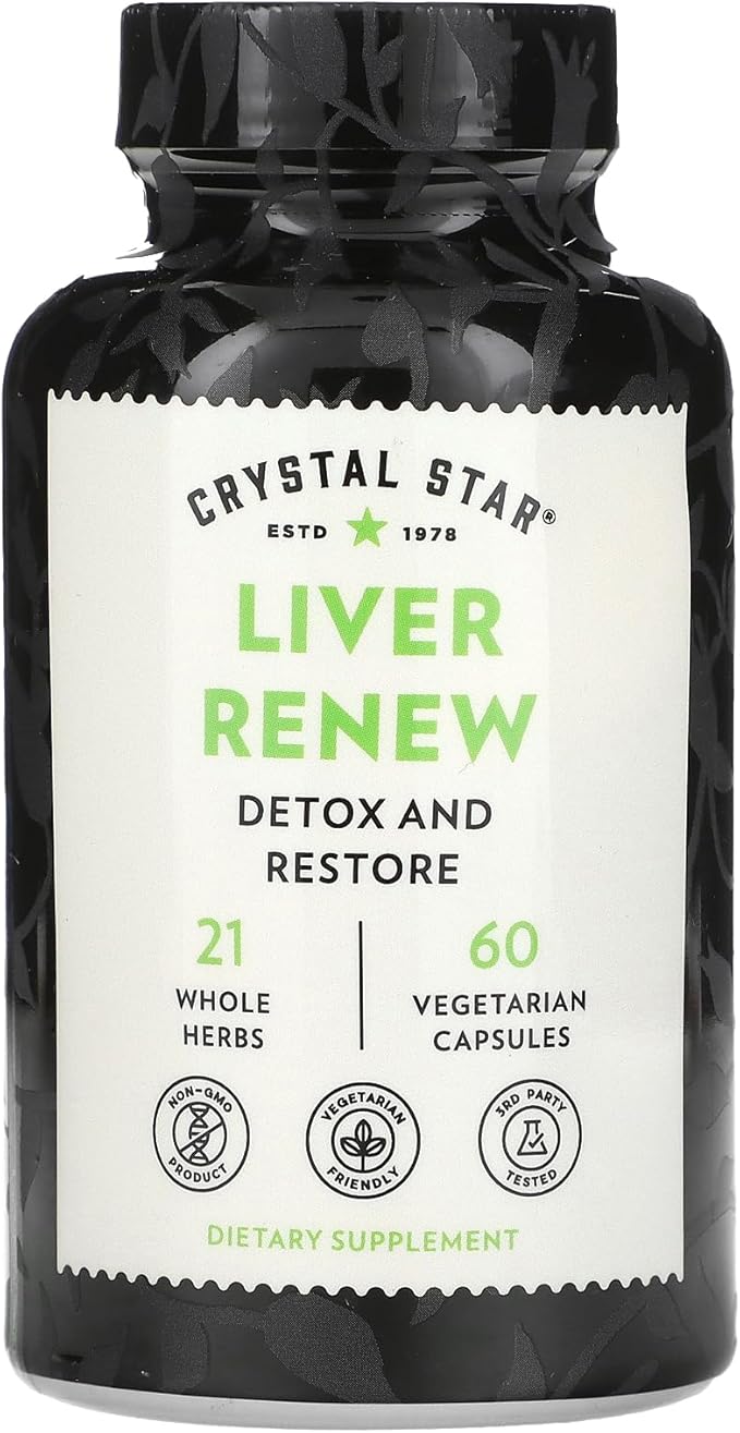 Crystal Star Liver Renew, 60 Capsules, Herbal Liver Cleanse Supplement That Supports Normal Liver Function & Promotes Toxin Release - Milk Thistle, Non-GMO