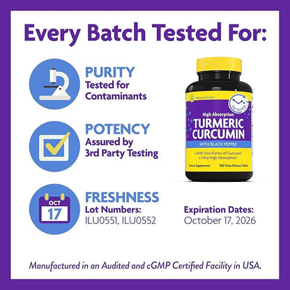 InnovixLabs Turmeric Curcumin with Black Pepper Extract - High Absorption Tumeric and Curcumin Supplements with BioPerine, C3 Reduct & Curcumin C3 Complex, Time Release Turmeric Supplement - 100 ct