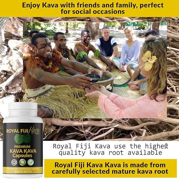 Pure Noble Kava Capsules Highest Grade Fijian Kava Kava Extract 1760mg Servings 100% Organic for Relaxation & Mood Support