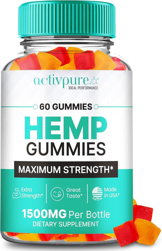 Activ Pure Hemp Gummies - ActivPure Supplement Hemp Gummies - Maximum Strength, All Natural Overall Health and Wellness Support, Activ Pure Health Gummy Reviews (60 Gummies)