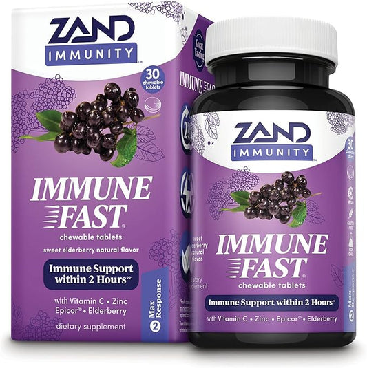 ZAND Immune Fast Elderberry Chews | Boosts Immune Response & Cell Activity w/EpiCor* & Vitamin C, 30 Tablets, 10 Serv.